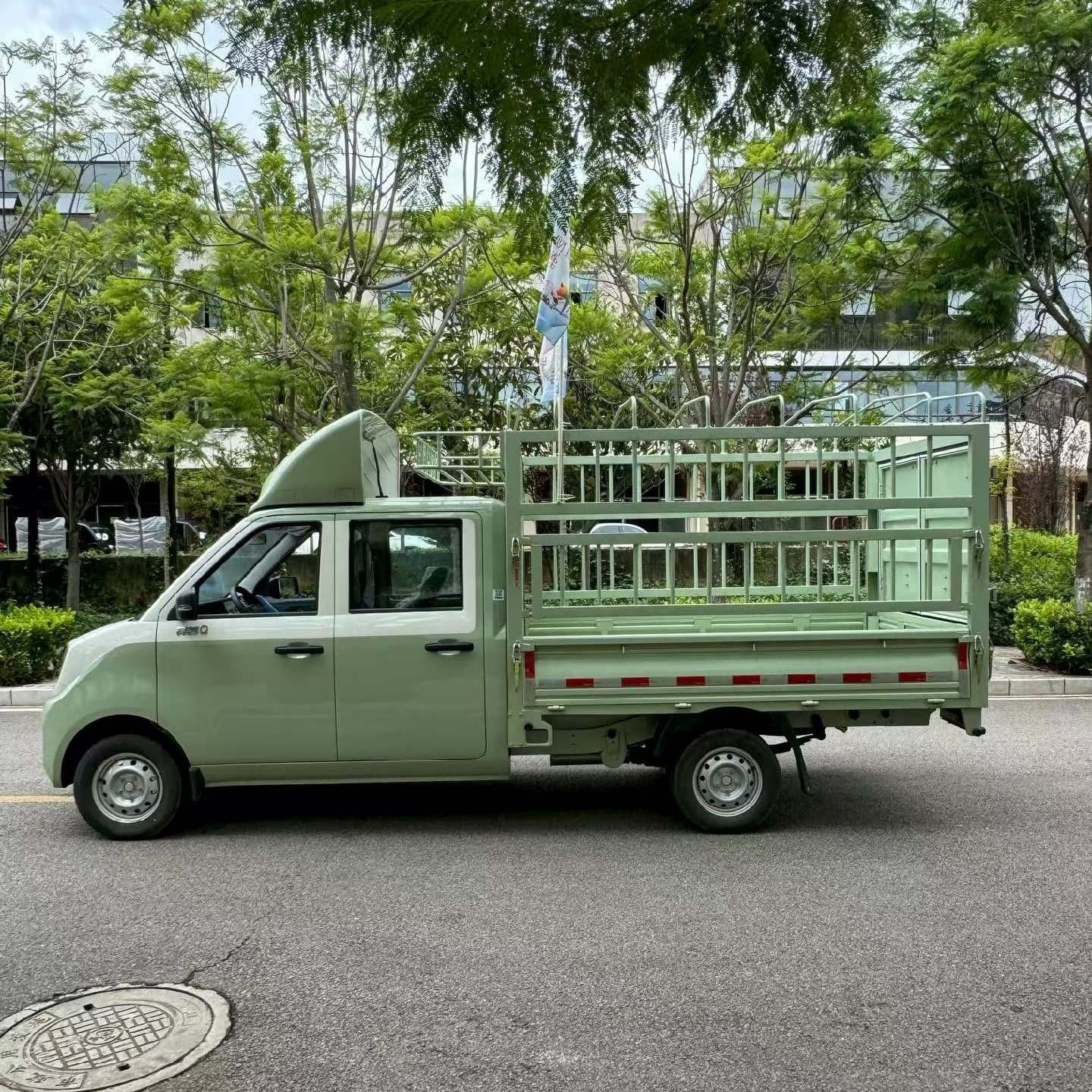 4x2 Double Cab Electric Stake Truck - urban delivery electric vehicle - light electric cargo truck