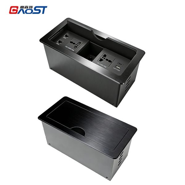 Embedded Desktop Audio Visual Box Surge Protector Power Socket For Conference