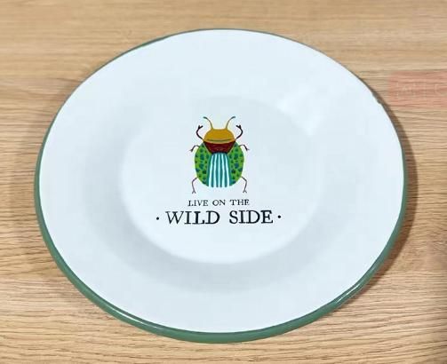 High Temperature Logo Printing Enamel Tableware Set Lovely Honeybee Kids Dinnerware