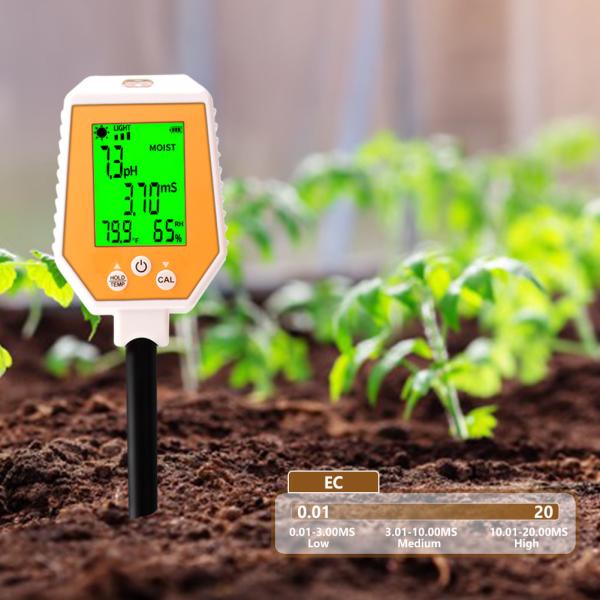 6-in-1 Soil Tester Moisture/PH/EC/Light/Air Humidity/Temp Meter For Gardening Farming