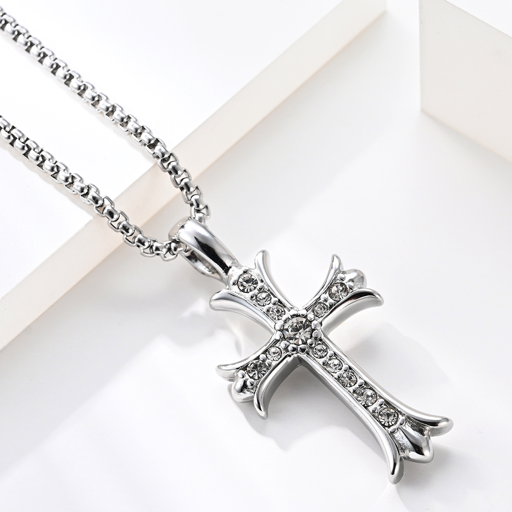 With Diamond Metal Prayer Choker for Men Stainless Steel Link Chain Necklaces Fine Jewelry Anniversary Occasion