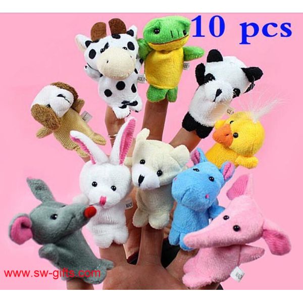Cartoon Biological Animal Finger Puppet Plush Toys Child Baby Favor Dolls Christmas Gifts
