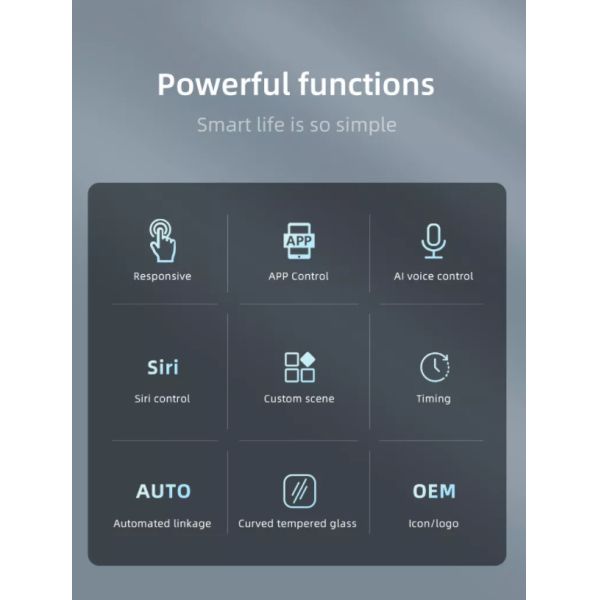 UK UN Standard 2 gang WiFi Curved surface switch With Anual Touch Control/APP control/AI voice control