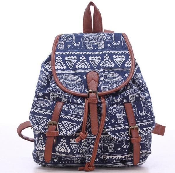 Vintage European and American fashion printing ladies casual shoulder bag backpack schoolbag