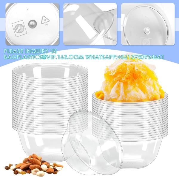 12oz 9oz 6oz Hard Plastic Bowls, Clear Salad Bowl Disposable Soup Ice Cream Candy Serving Bowls Wedding Birthday