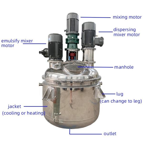 Chemical Mixing Tank 300L 1000L Electric Heating Agitator Emulsifier Liquid Detergent