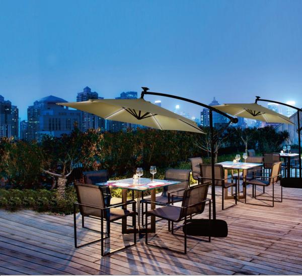 Sombrelo Para Outdoors Cantilever Patio Sombrelo Com Luzes Side Stand Jardim Redondo Alumínio Cantilever Parasol