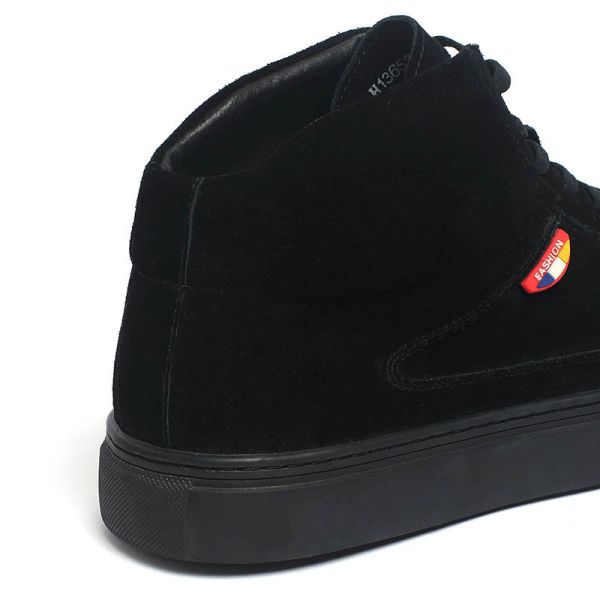 Breathable Rubber Outsole Black Lace Up Casual Shoes