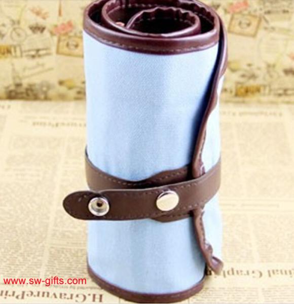 New Blue 38 Hole Pencil Bag School Canvas Painting Stationery Roll Pencil Case Sketch