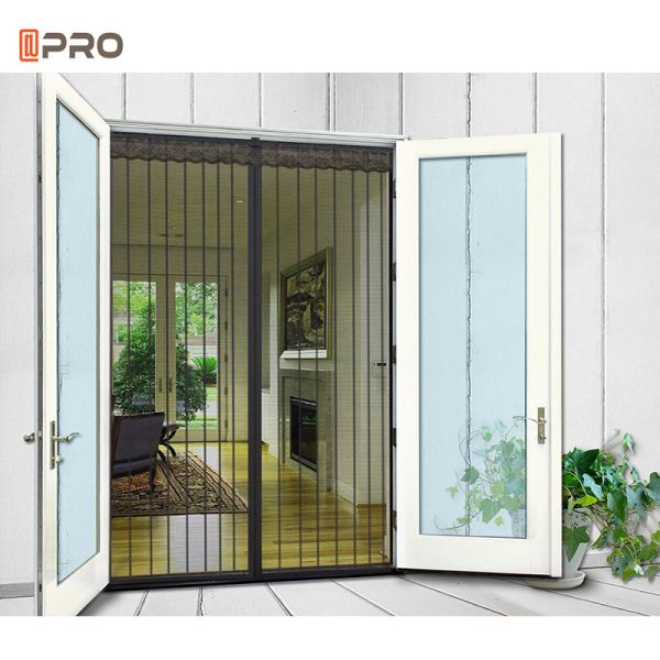 White Aluminium Hinged Patio Doors Gold Glass Shower Home Door