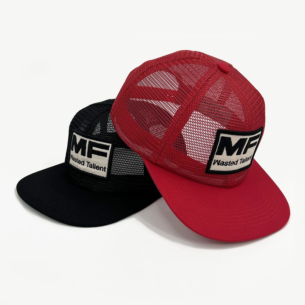 Flat Mesh Custom Embroidery Trucker Hats Brim Full Snapback Snapback Cap