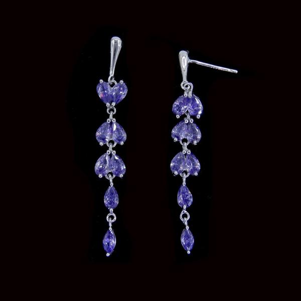 Plating Gold Cubic Zirconia Drop Earrings Wedding With Color Stones