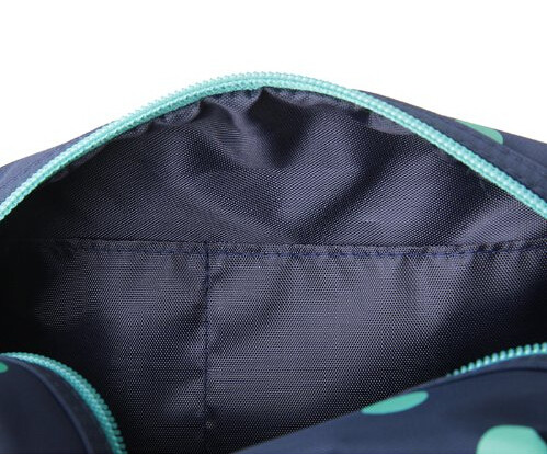 Multi Colored Compact Zipper Pencil Bag Ladies Cosmetic Pouch Polyester