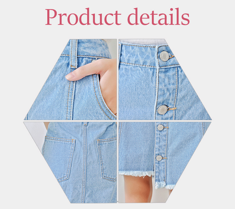 Summer Cool Casual Medium Length Slim Fit A Line Denim Skirt For Yound Ladies