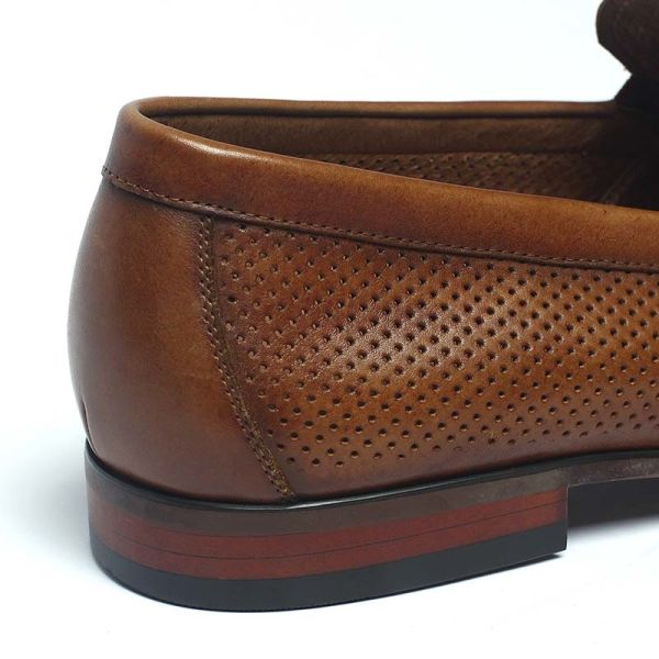 BRUNO VIERO Adult Leather Tan Slip On Dress Shoes