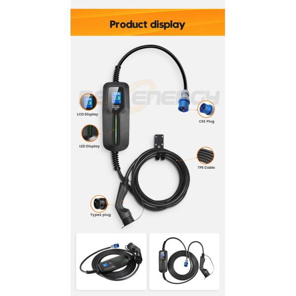 Electric Vehicle Car Charger EV Type 2 7KW Current 32A Portable CEE Plug 220V