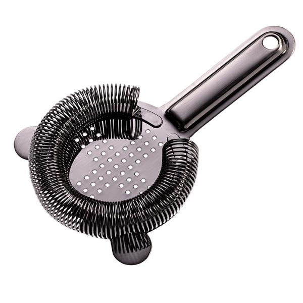 Stainless Steel Hawthorne Strainer for Cocktails Bar Strainer Cocktail High Density Spring Black Finish