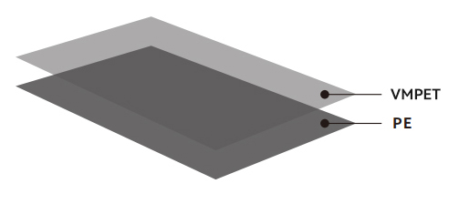 Алюминированная ламинирующая пленка 6+2 водонепроницаемая VMPET+PE для изоляции и упаковки