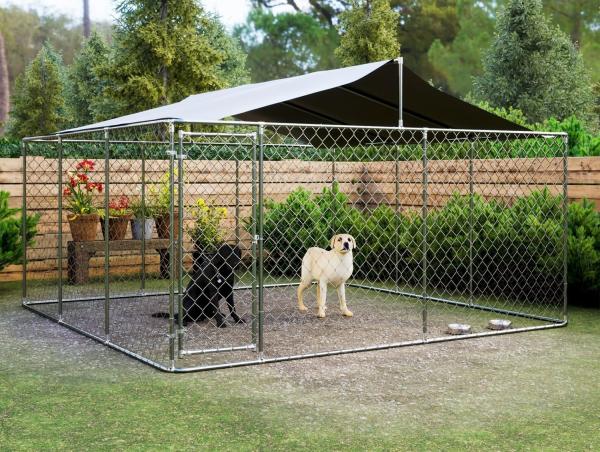 Outdoor Dog Kennels for Large Dogs with Roof, Heavy Duty Metal Dog Enclosures for Outside, Large House Cage Dog Pen