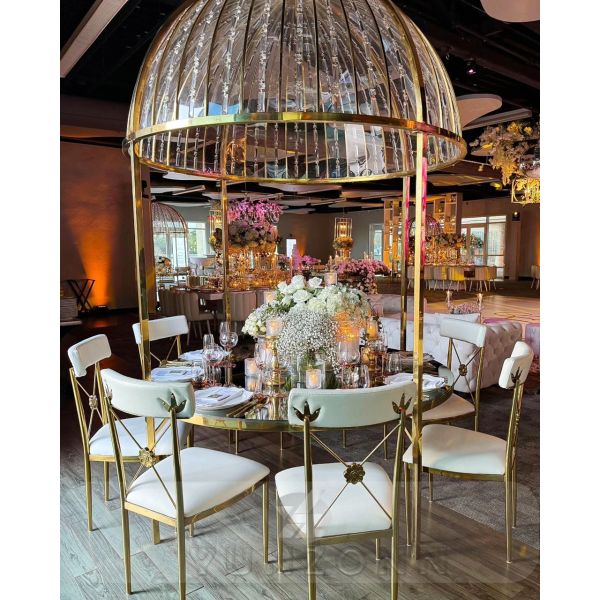 Modern Luxury Crystal Dome Dining Table Stainless Steel Frame Metal Hotels Weddings Outdoor Restaurants Banquets