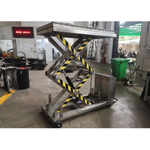 Electric Mobile Stainless Steel Pallet Lift Table With Rollers In Food Field 1220x610mm