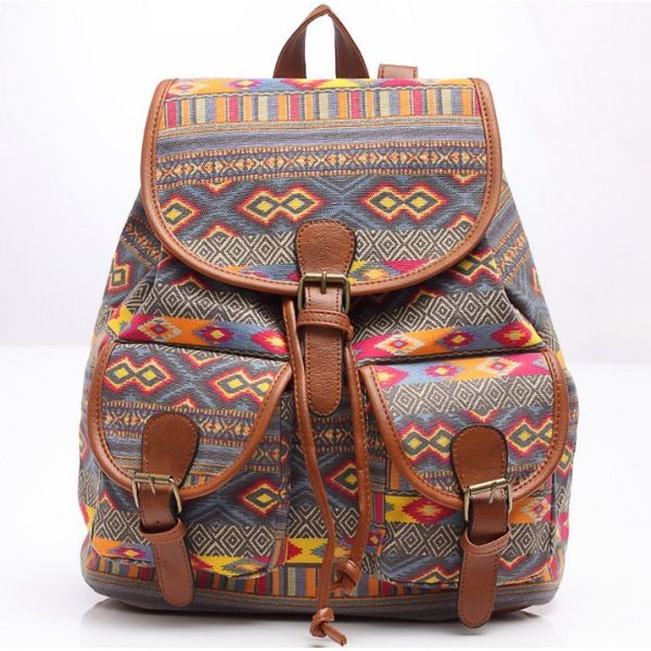 2016 new spring and summer fashion casual female bag printing canvas backpack