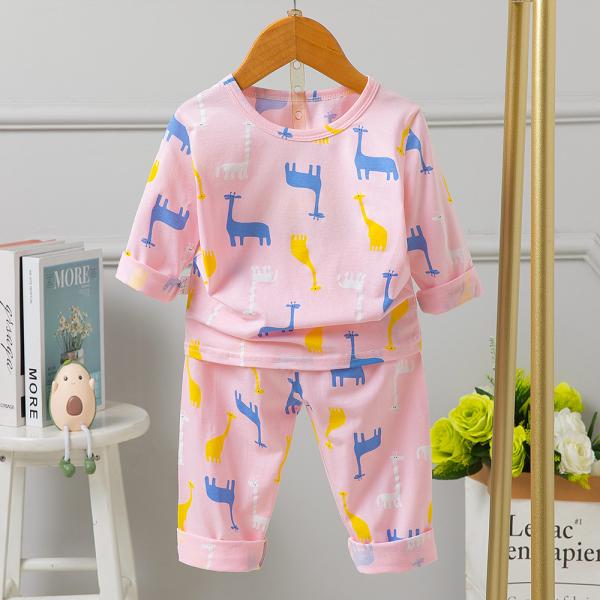 Two Color Children'S Reindeer Pyjamas / Top And Trouser Set 50cm Bust For 12 months