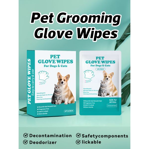 Custom Extra Thick Pet Bathing Wipes for Dogs & Cats Pet Gloves Wipes Supplier