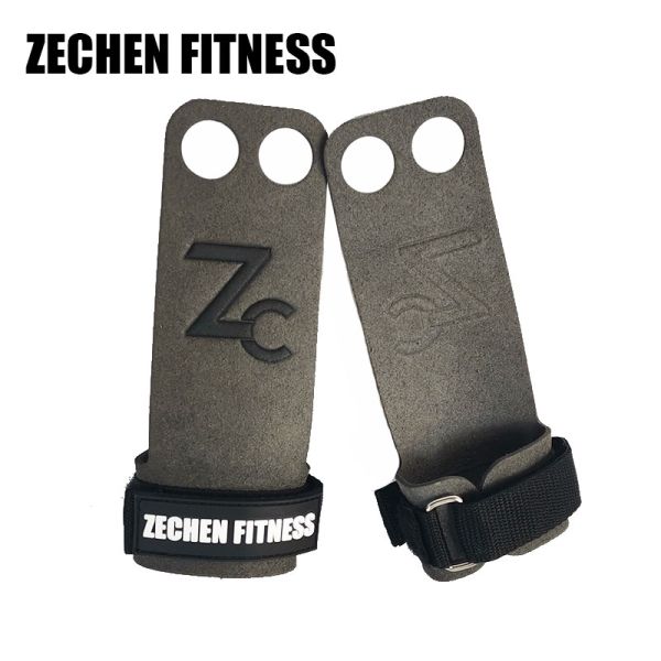 2.25Mm 2 Hole CrossFit Hand Grips Support Grey Microfiber Leather Pull Up Fitness Accessories
