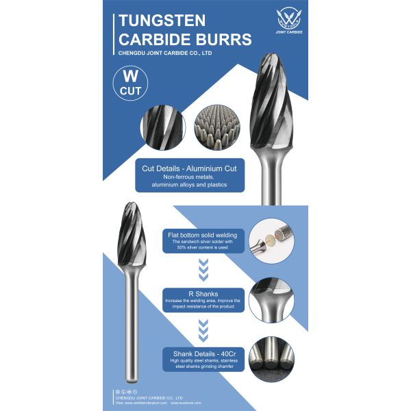 Carbide Burr Bits Diamond Cut Aluma Tooth Shape Wide Head Diameter Range for Precise Milling