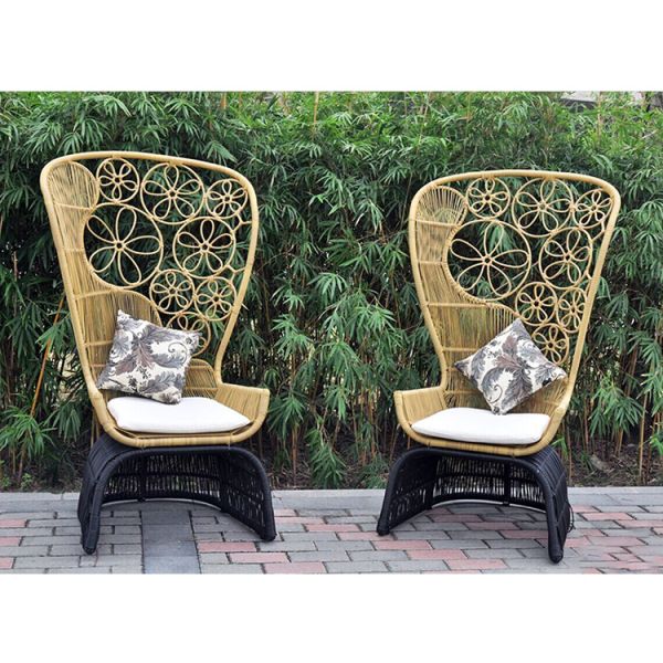 Outdoor Garden Leisure Furniture High Back Rattan Chair with 7*1.4mm Rattan
