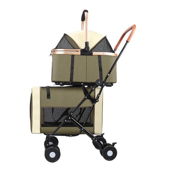 Foldable Pet Stroller Detachable Carrier Shockproof Waterproof 4 Wheel Travel Cart for Dog Cat B2B
