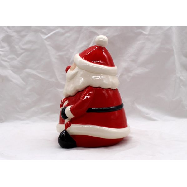 Santa Claus 3D Ceramic Cookie Jar Red Dolomite Food Container For Decoration