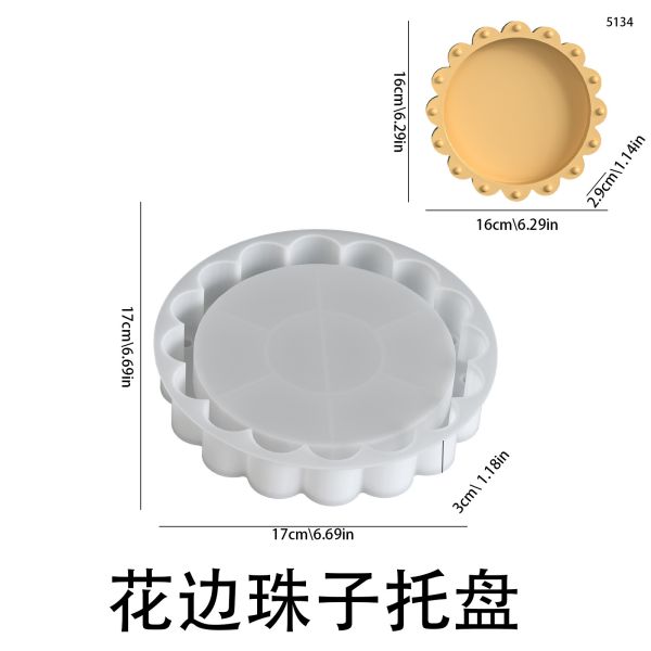 Aromatherapy gypsum cement drip glue circular bead lace tray silicone mold DIY storage tray mold