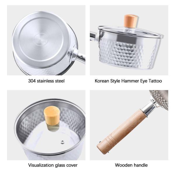 Modern Design Kitchen Sauce Pans 18/8 Stainless Steel  With Wooden Handle