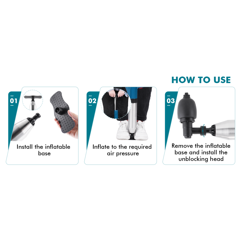 Manual Multi Function Stainless Steel Toilet Plunger for Sustainable Drain Cleaning