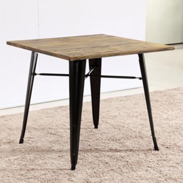 YLX-1022 Wood Square Table with Steel Leg for Restaurant
