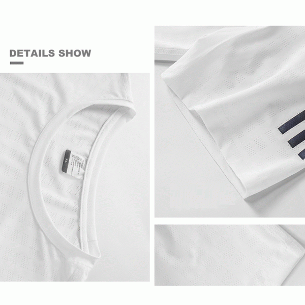 Laser Perforated 97%Polyester Men'S Athletic Clothing Round Neck Collar Shirt