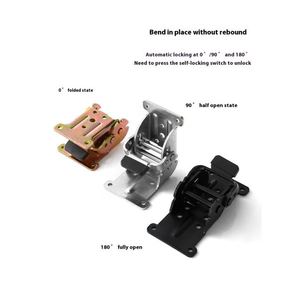 Black 90-Degree Self-Locking Double Brake Hinge for Furniture Coffee Table & Computer Table 180 Folding Lock
