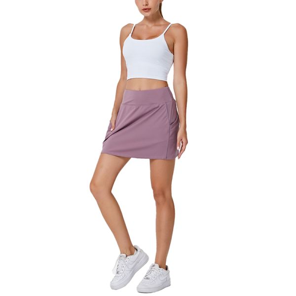 Customized Quick Dry High Rise Sports Dress Plain Tennis Skirts with Side Pocket