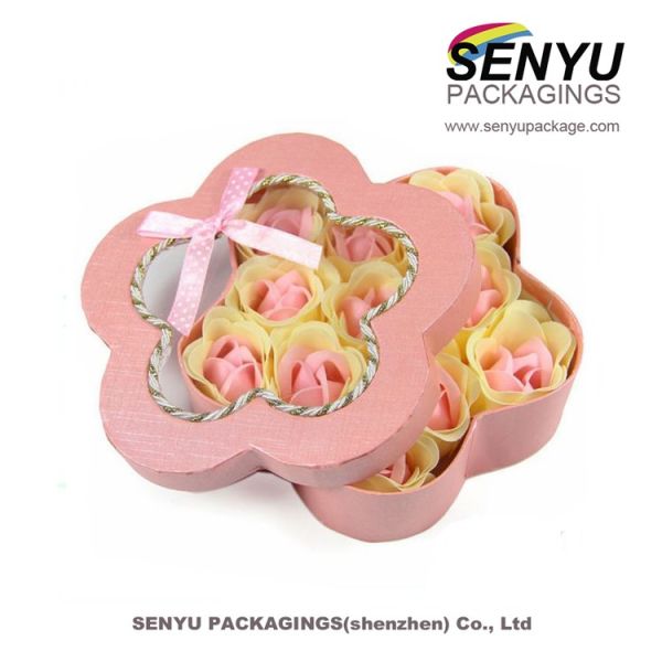 Party Festival Decoration Gift Packaging Box Flower Shaped Candy Box With Clear Window