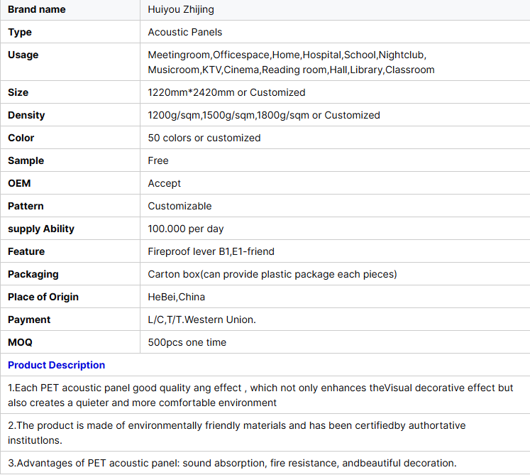 Eco Friendly PET Modern Hexagon Acoustic Wall Panels Sound Absorbing Flame Retatdant