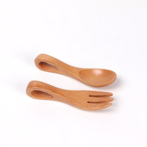 0 - 12 Months BPA Free Wooden  Baby Spoon Fork Set Animal Shaped