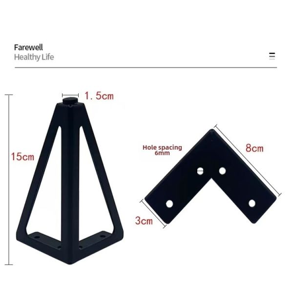 Wanjusheng Iron Feet TV Cabinet Metal Table Sofa Legs 15cm Triangular Design Matte Black Gold Furniture Legs