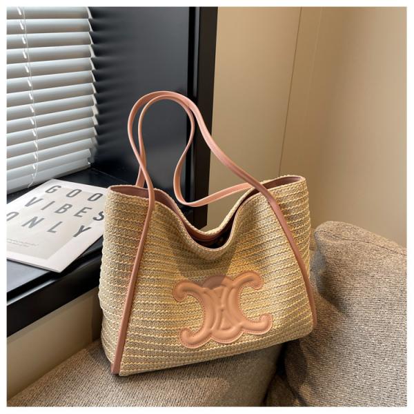 Women Small Straw Bags Summer Beach Tote Bag Handmade Woven Hobo Purse Handbag Customized New Arrival Hand Made Natural Straw Raffia Blue Striped Crochet Beach Bag Crochet Bags Custom Order