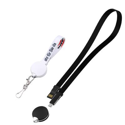 23cm 92cm 3 In 1 Phone Lanyard USB 2.0 Charging Cable Custom Logo