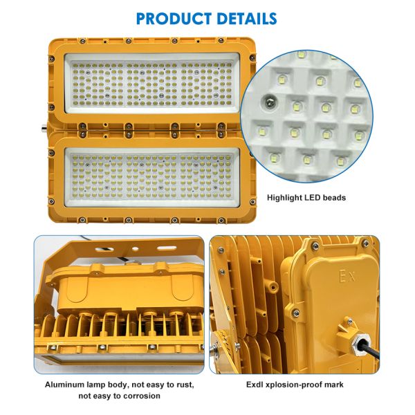 Aluminum Alloy Tempered Glass LED Explosion Proof Lighting 150W 300W 600W for Hazardous Locations