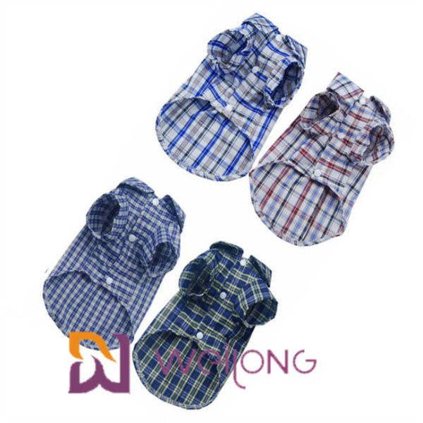 Pet Clothes Cotton Plaid Dog Shirts For Medium Dogs ISO9001