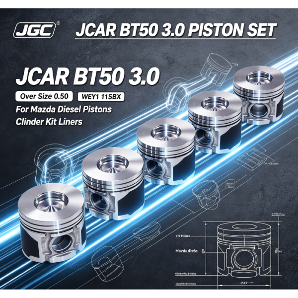 JCAR BT50 3.0 Over Size 0.50 WEY1 11SBX Assembly for Mazda Diesel Pistons Cylinder Kit Liner Liners Engine Piston Set