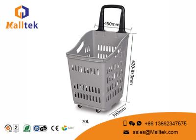 Eco - cesto de compras plástico do rolamento cinzento amigável com de alta capacidade